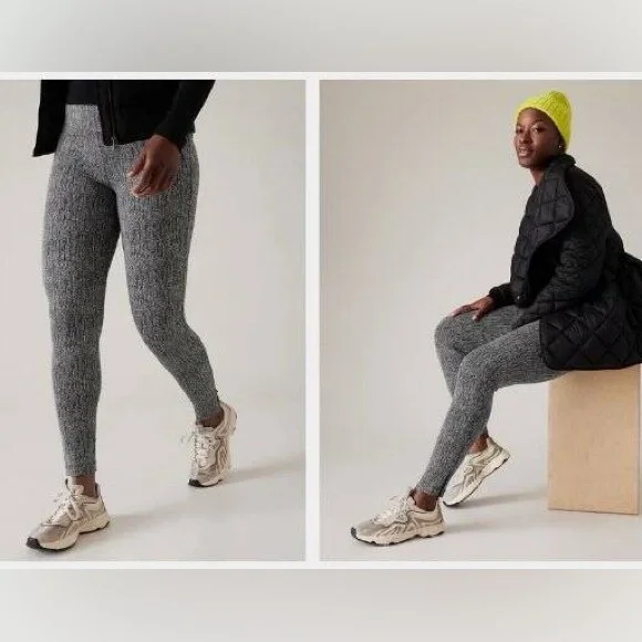 Athleta Delancey Skyline High Rise Legging Black Braiden Texture XL - Picture 3 of 6